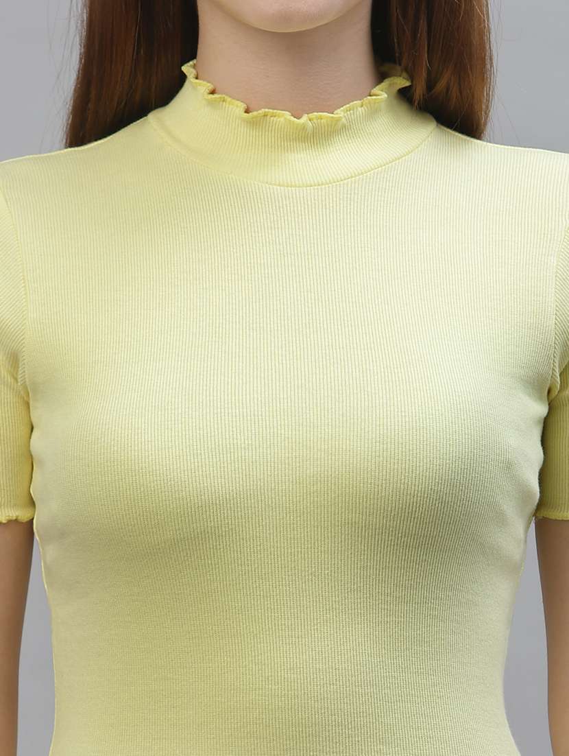 women solid mock neck short sleeves top - 18439842 - Standard Image - 5