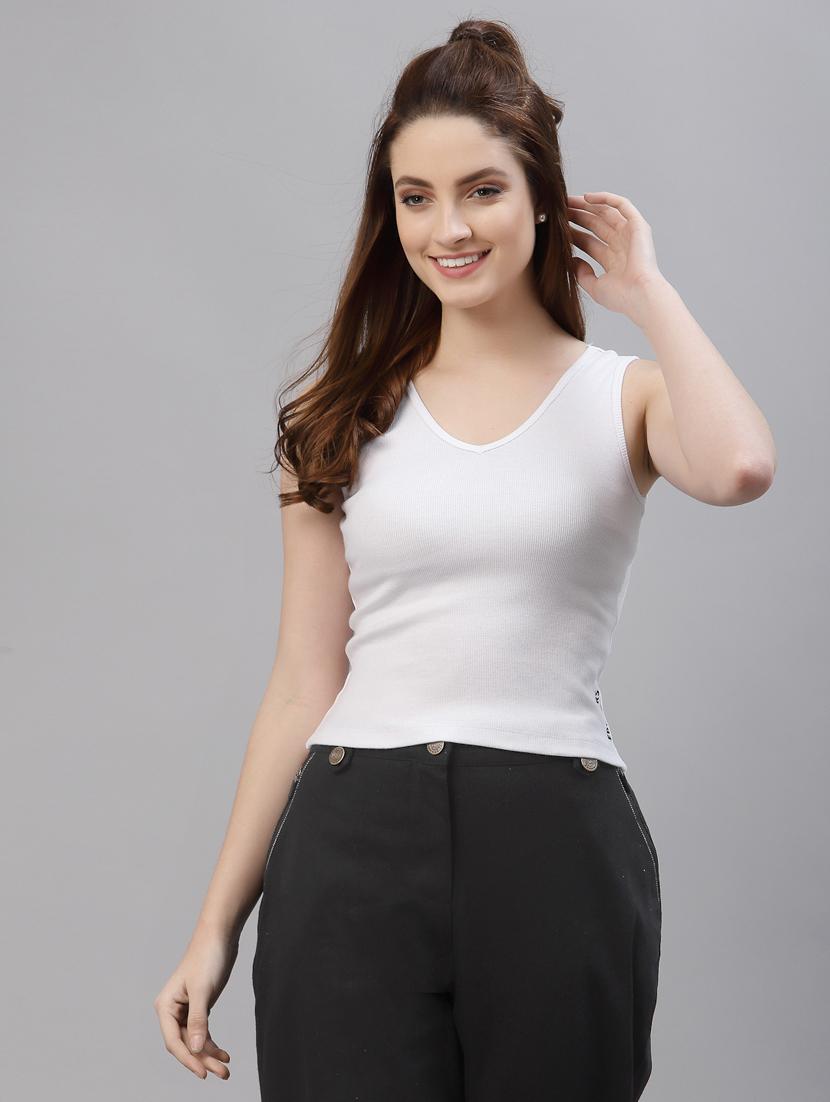 women's white v neck top - 18439844 -  Zoom Image - 0