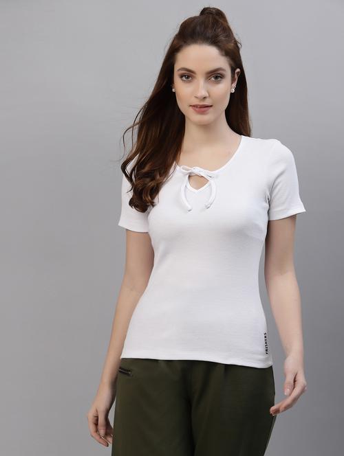 women's straight tie-up neck top - 18439862 - Standard Image - 0