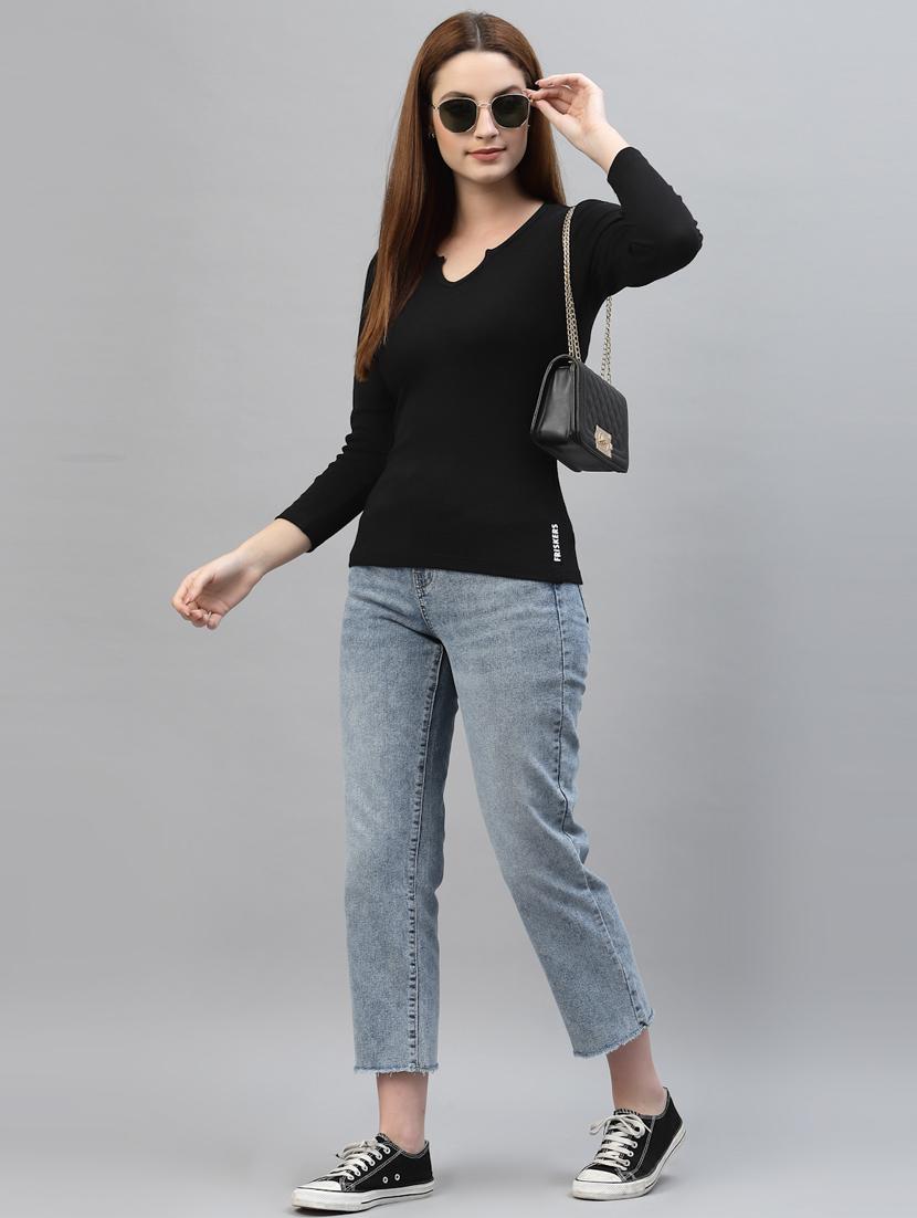 women's straight notch neck top - 18439867 - Standard Image - 3