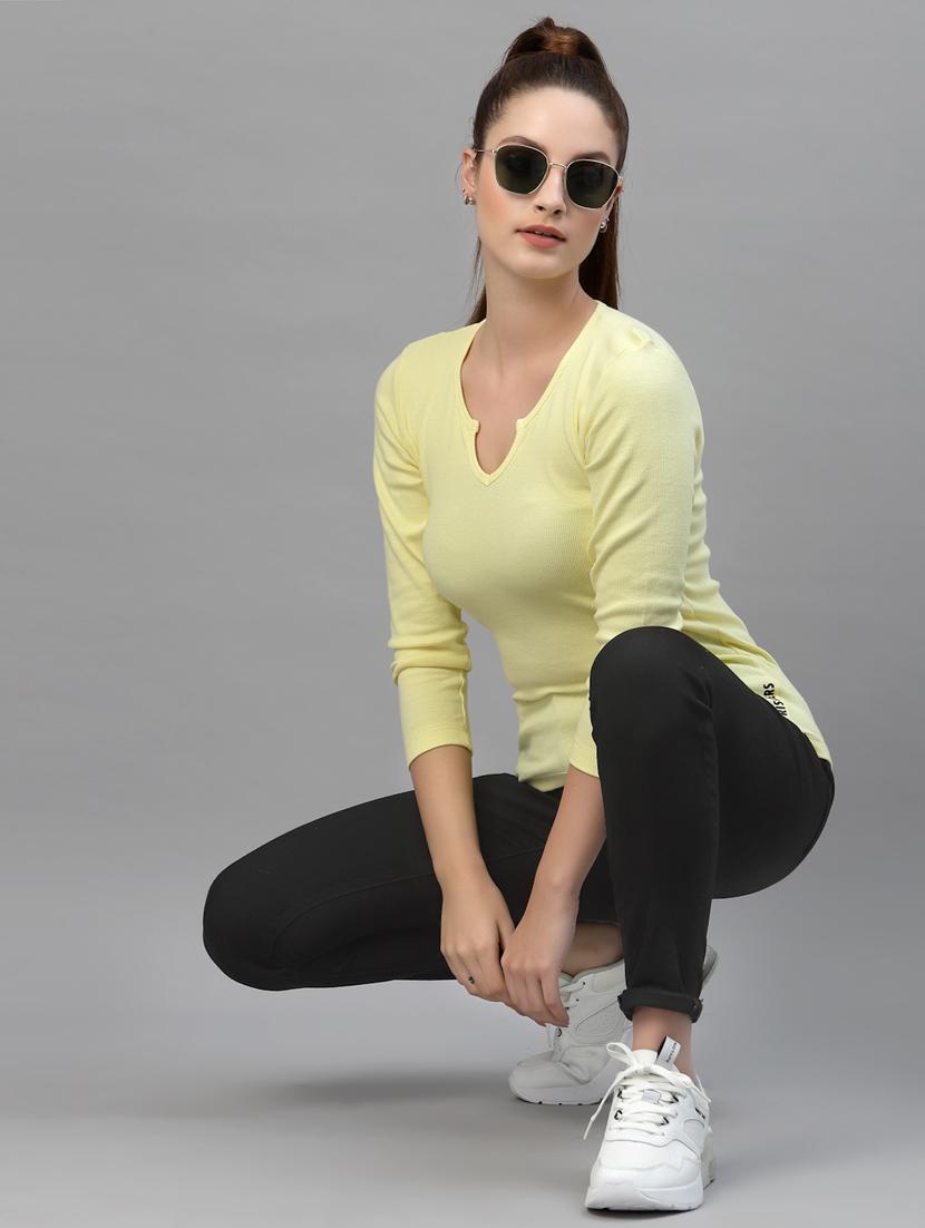 women's straight notch neck top - 18439869 - Standard Image - 3