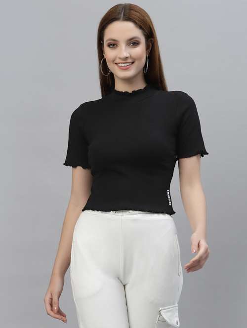 women's crop mock neck top - 18439876 -  Standard Image - 0