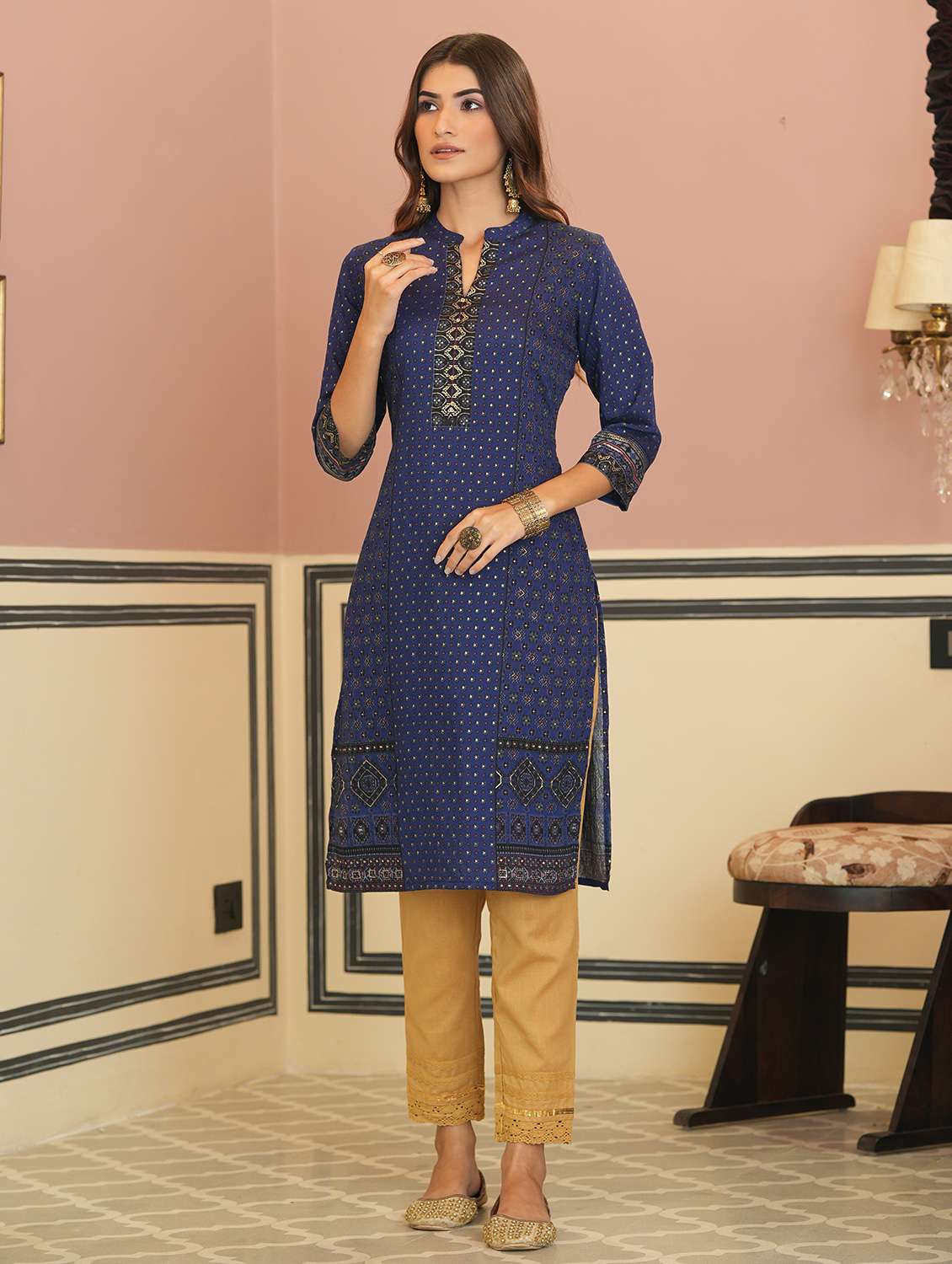 printed straight kurta
