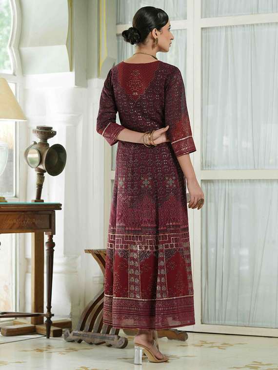 wonen three quater sleeves anarkali kurta - 18439920 - Standard Image - 3