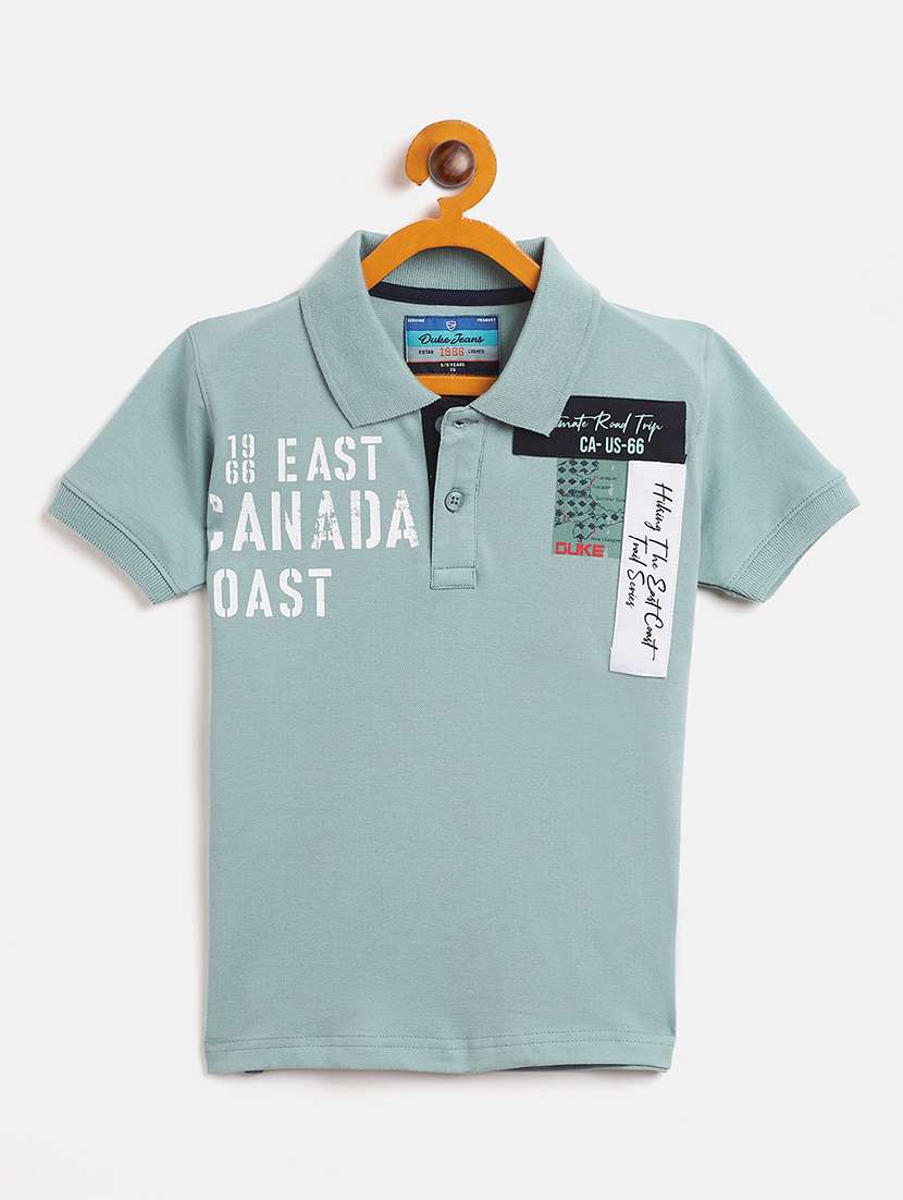 boys light blue printed polo t-shirt 