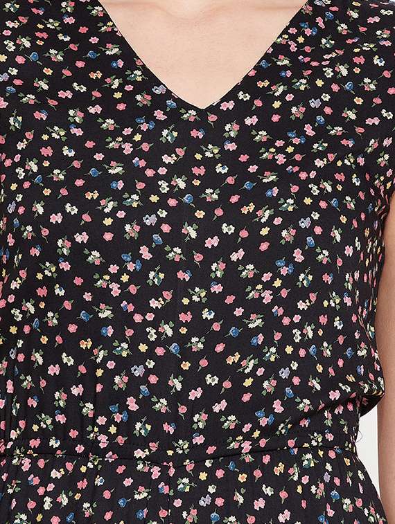 flute sleeved printed 3/4 jumpsuit - 18440091 -  Standard Image - 3