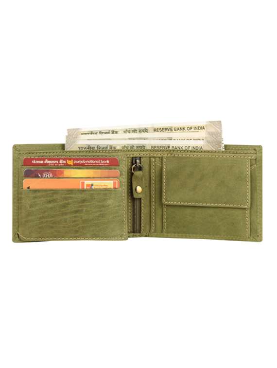 green genuine leather wallet