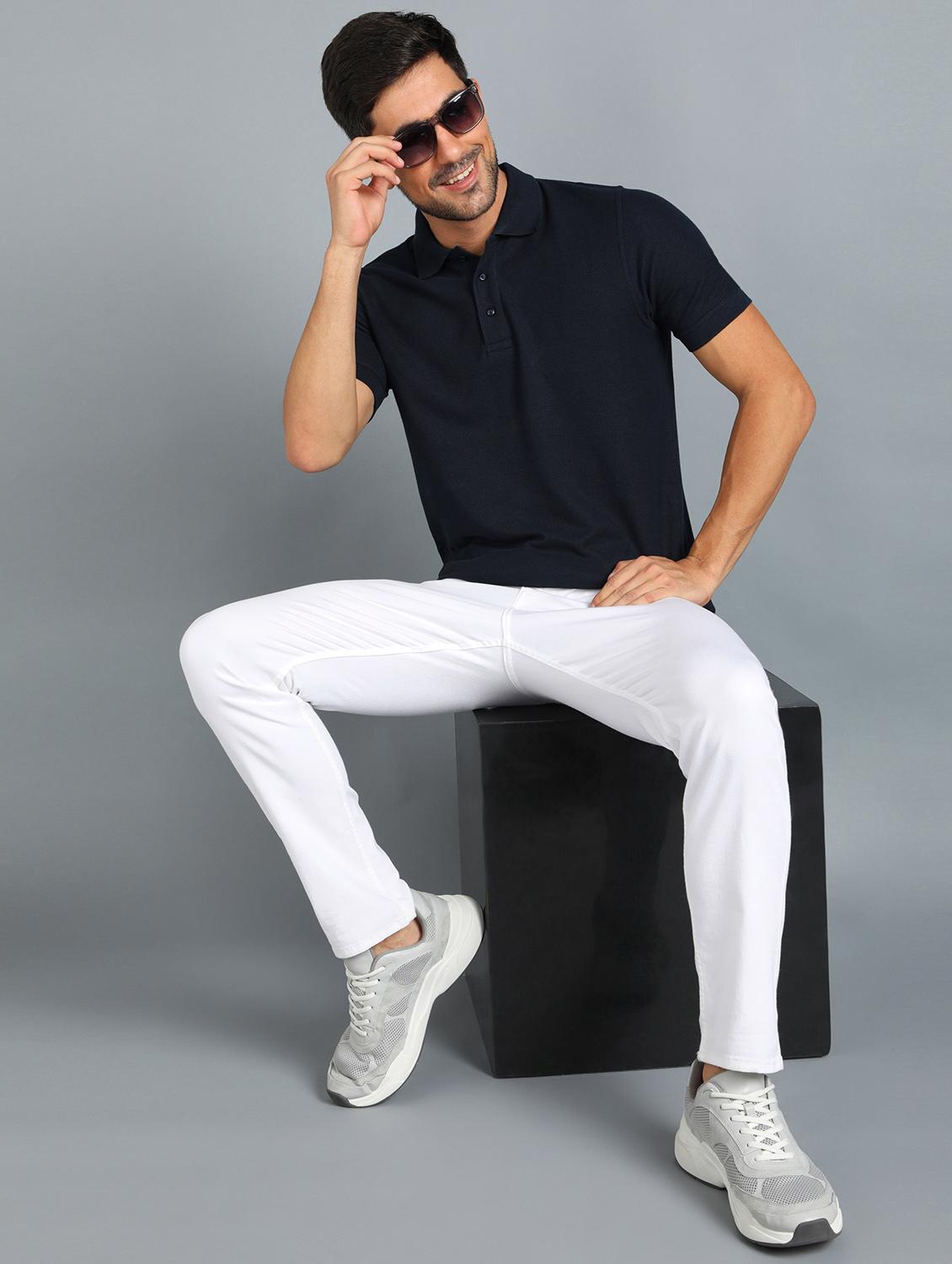 navy blue solid polo t-shirt - 18440317 - Standard Image - 3