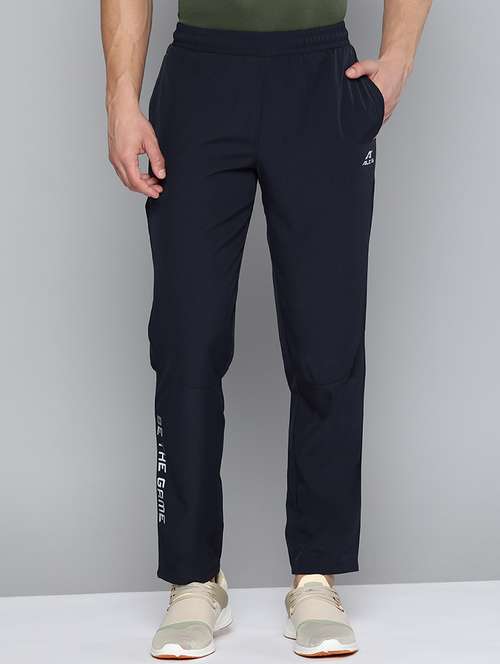 navy-blue solid full length track pant - 18440797 - Standard Image - 0