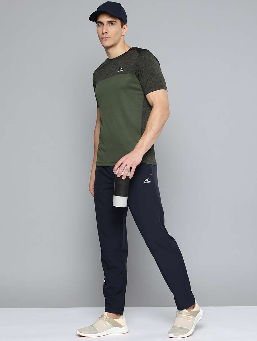navy-blue solid full length track pant - 18440797 - Standard Image - 3