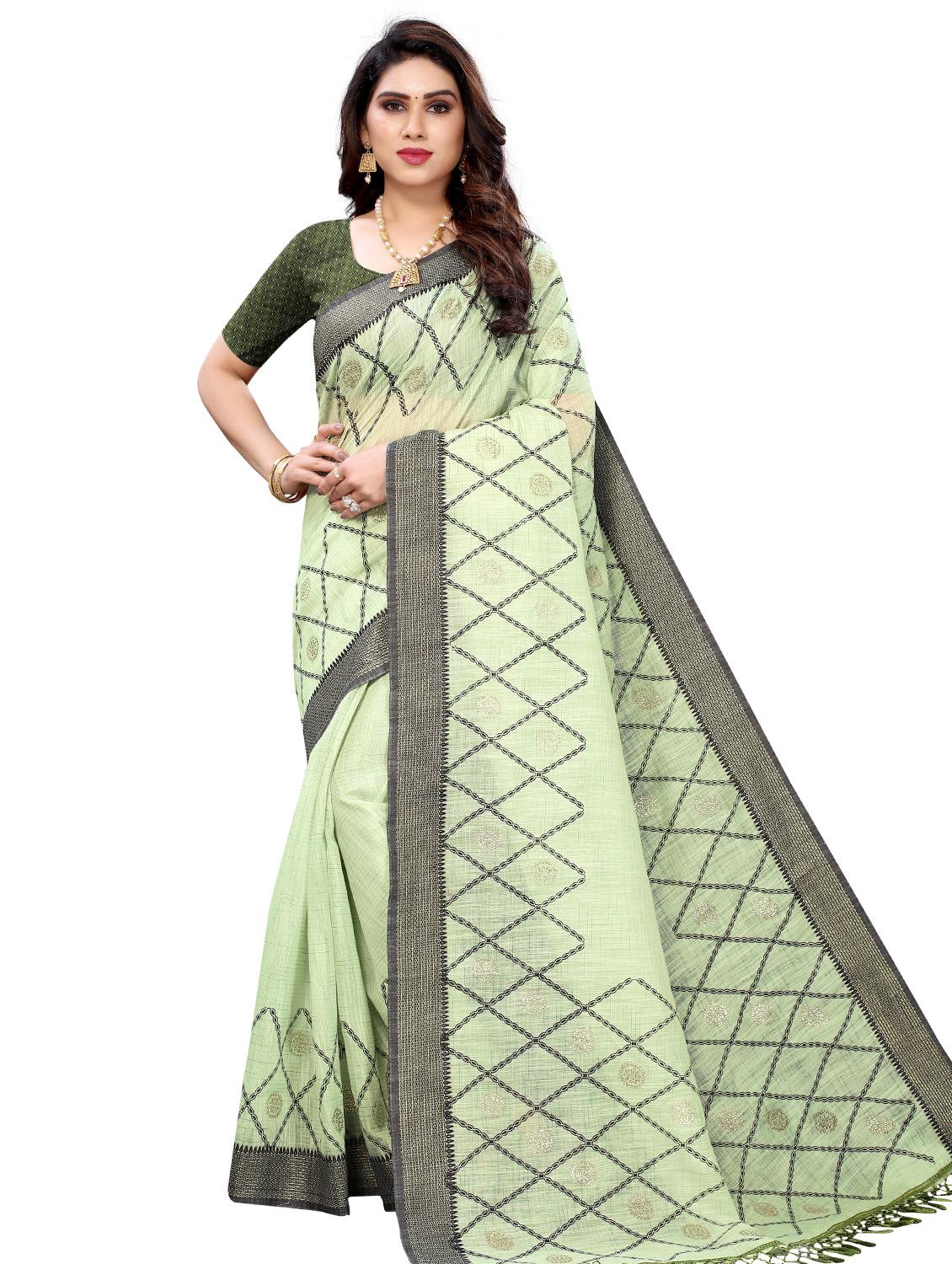 hand block mokaish work printed saree - 18441623 -  Zoom Image - 0