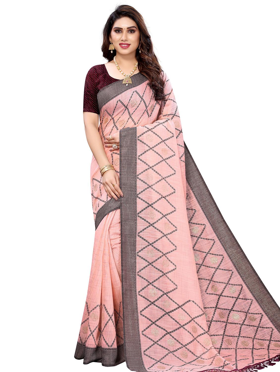 hand block mokaish work printed saree - 18441625 -  Zoom Image - 0