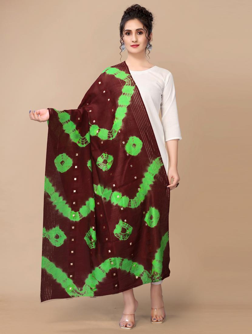 zari work tie & dye dupatta - 18441662 - Zoom Image - 0