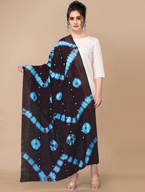 zari work tie & dye dupatta - 18441663 - Standard Image - 0