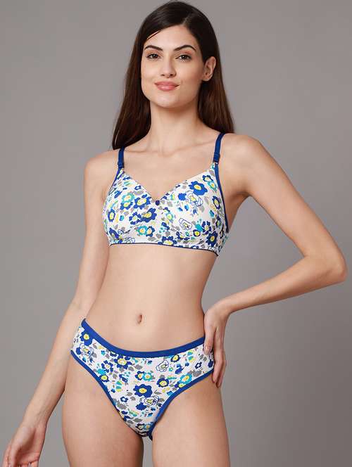 white floral bra and panty set - 18441837 - Standard Image - 0