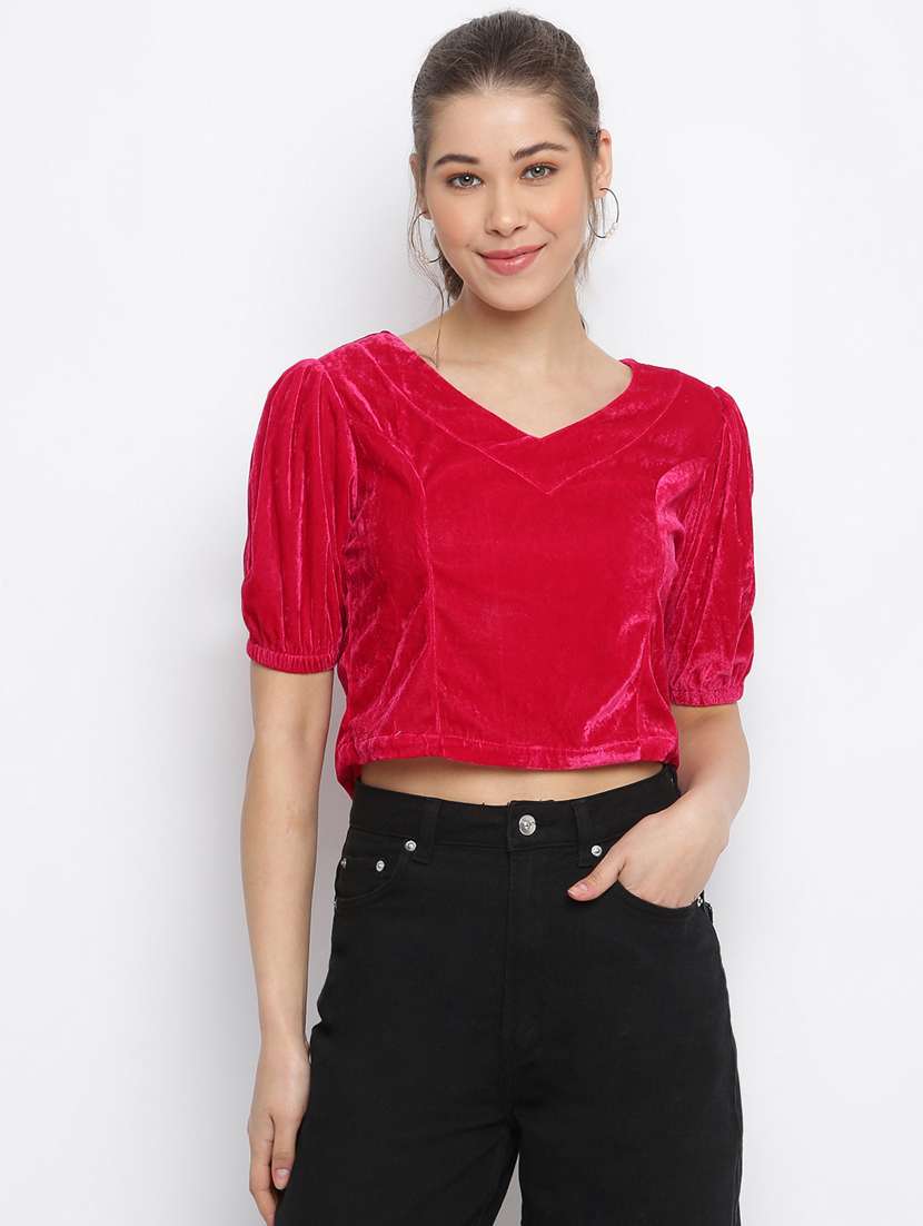 Mayra Crew Neck Crop Top Tan