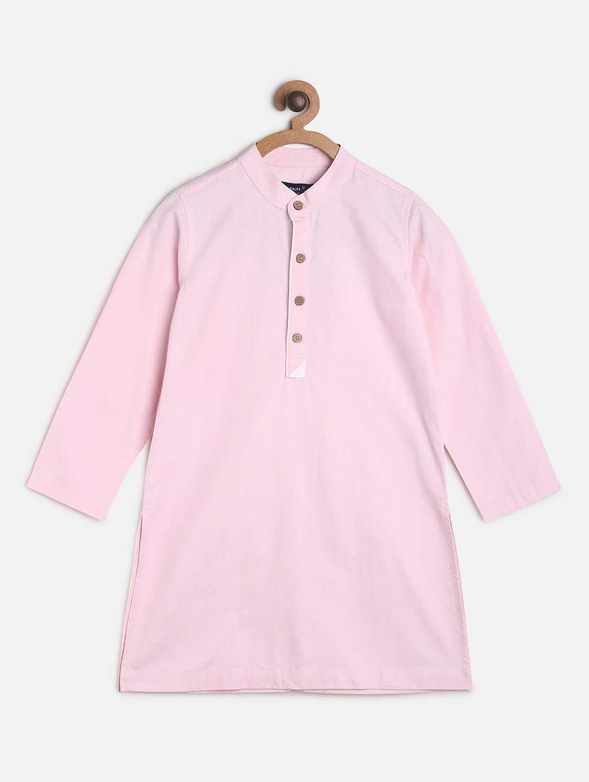 boys pink solid kurta