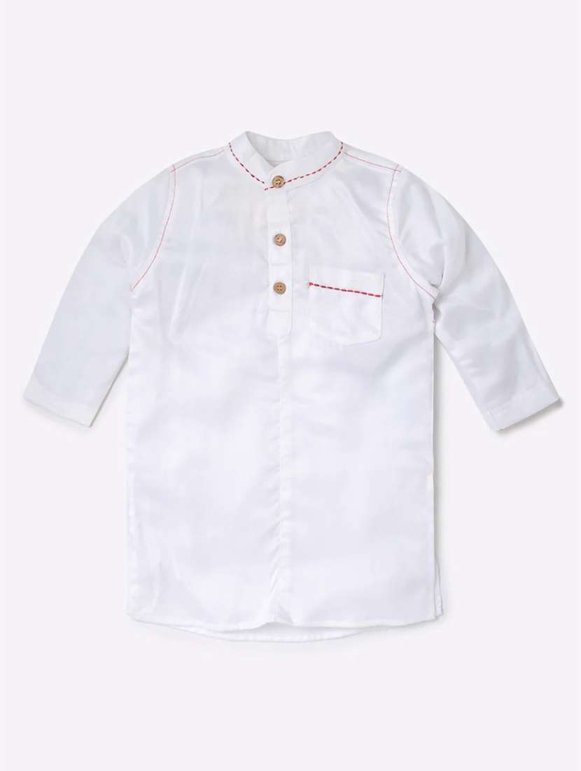 boys white solid kurta