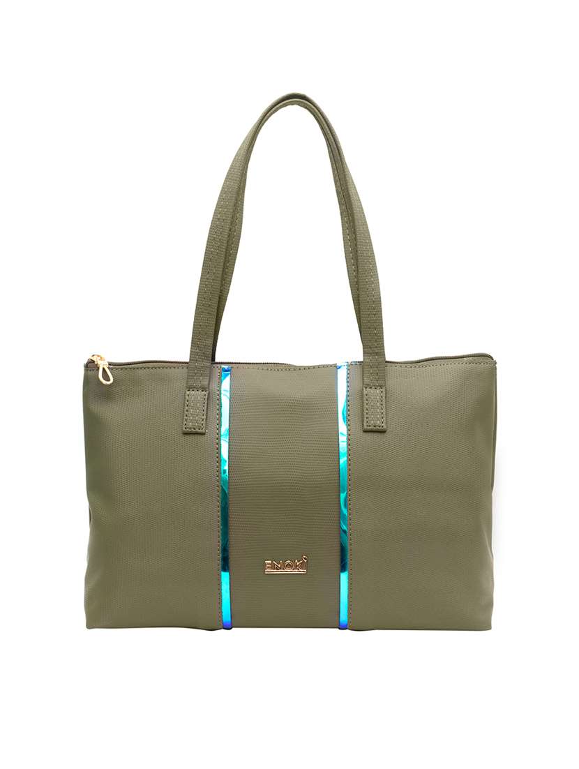olive solid regular handbag