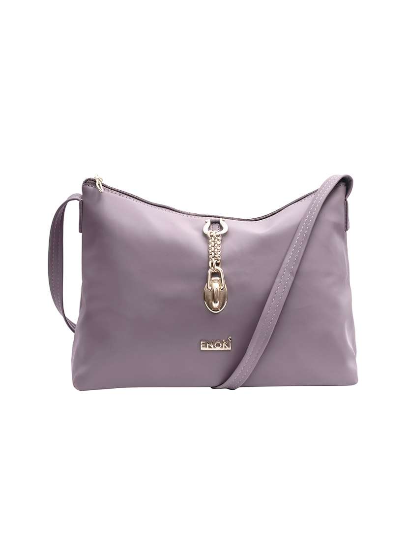 Buy online Lavender Solid Regular Sling Bag from bags for Women by