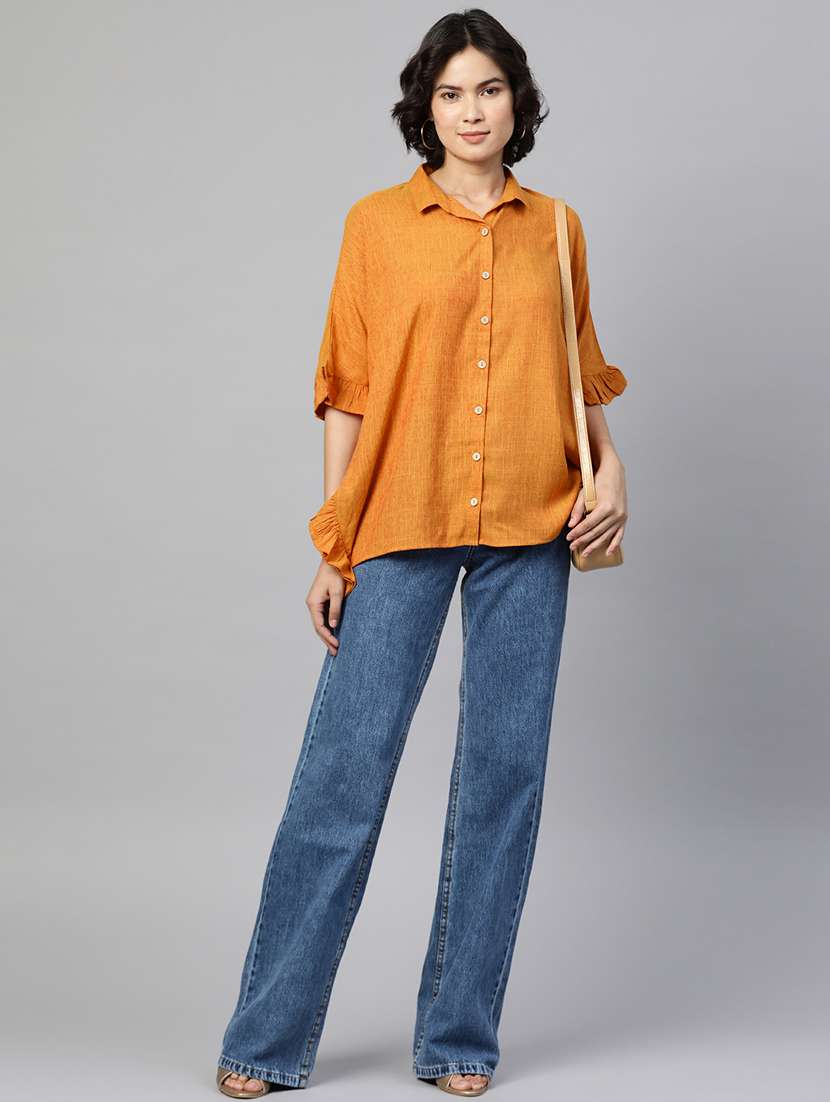 solid ruffled a-line shirt - 18443489 -  Standard Image - 3