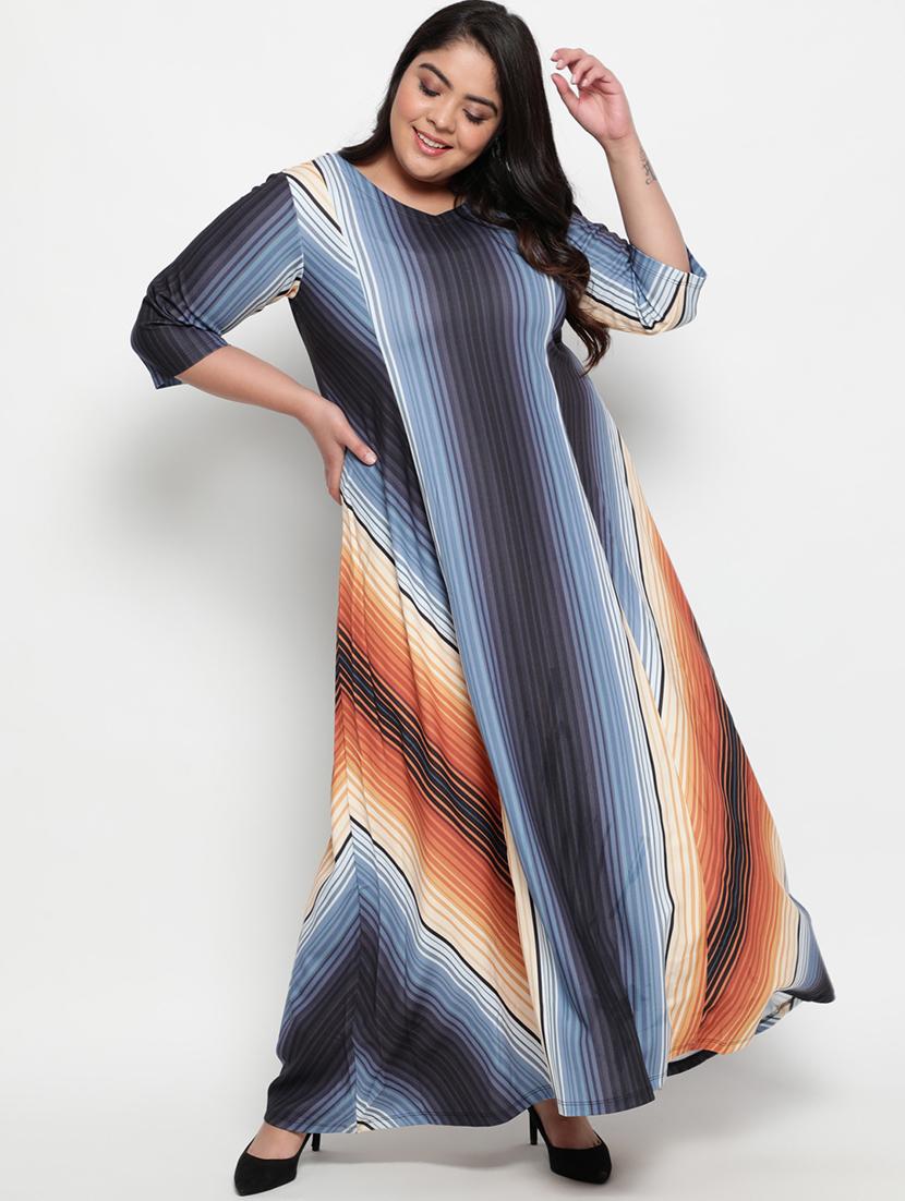 v-neck striped maxi dress - 18443657 - Zoom Image - 0