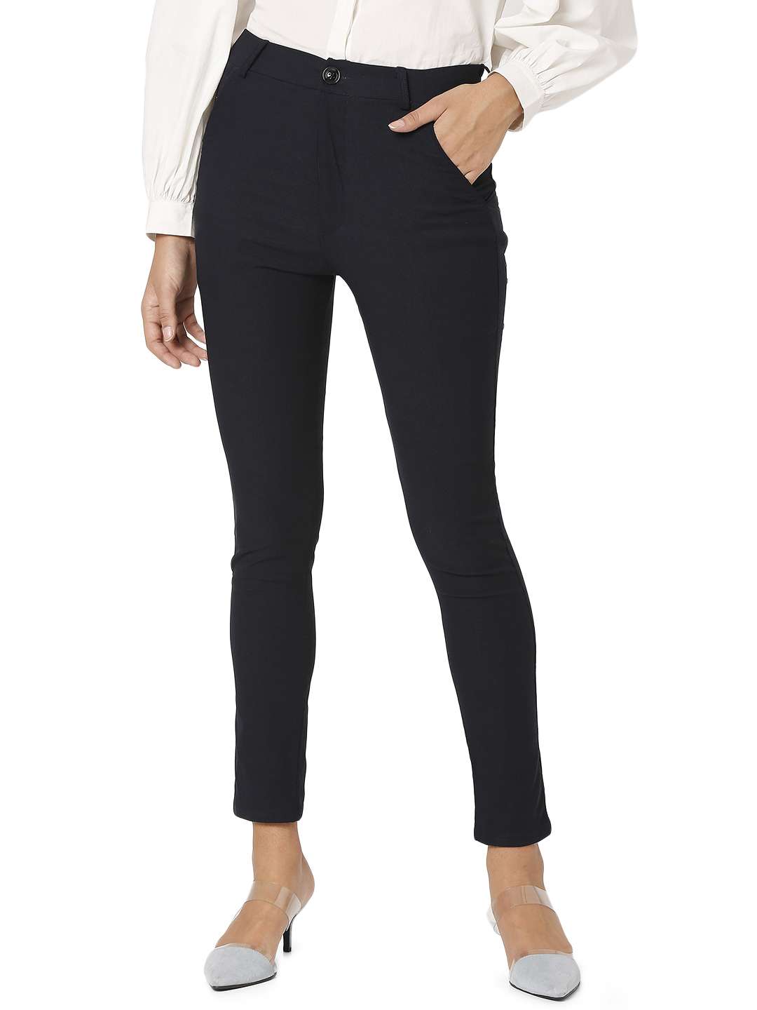 low rise flat front trousers trouser - 18444139 - Zoom Image - 0