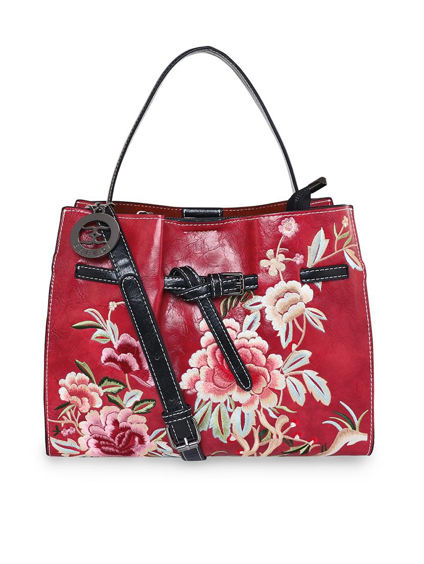 maroon embroidered regular handbag - 18444379 - Zoom Image - 0