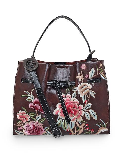 brown embroidered regular handbag - 18444382 -  Standard Image - 0