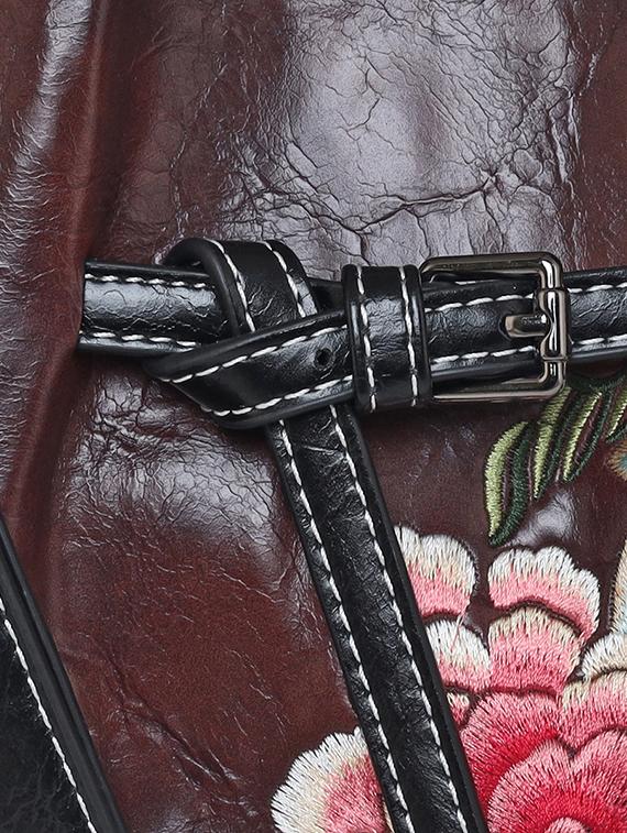brown embroidered regular handbag - 18444382 - Standard Image - 3