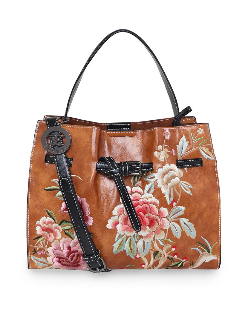 tan embroidered regular handbag - 18444399 - Zoom Image - 0
