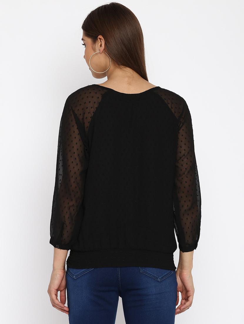 round neck self design top - 18444870 - Standard Image - 3