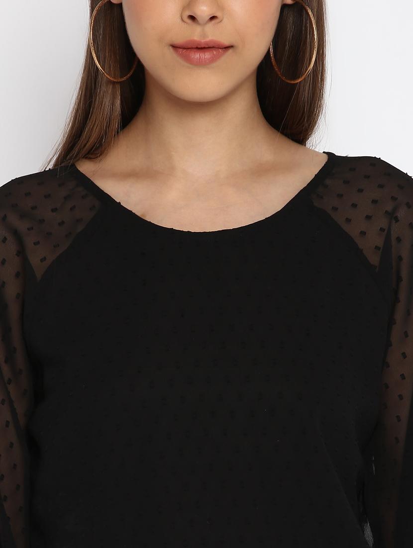 round neck self design top - 18444870 - Standard Image - 5
