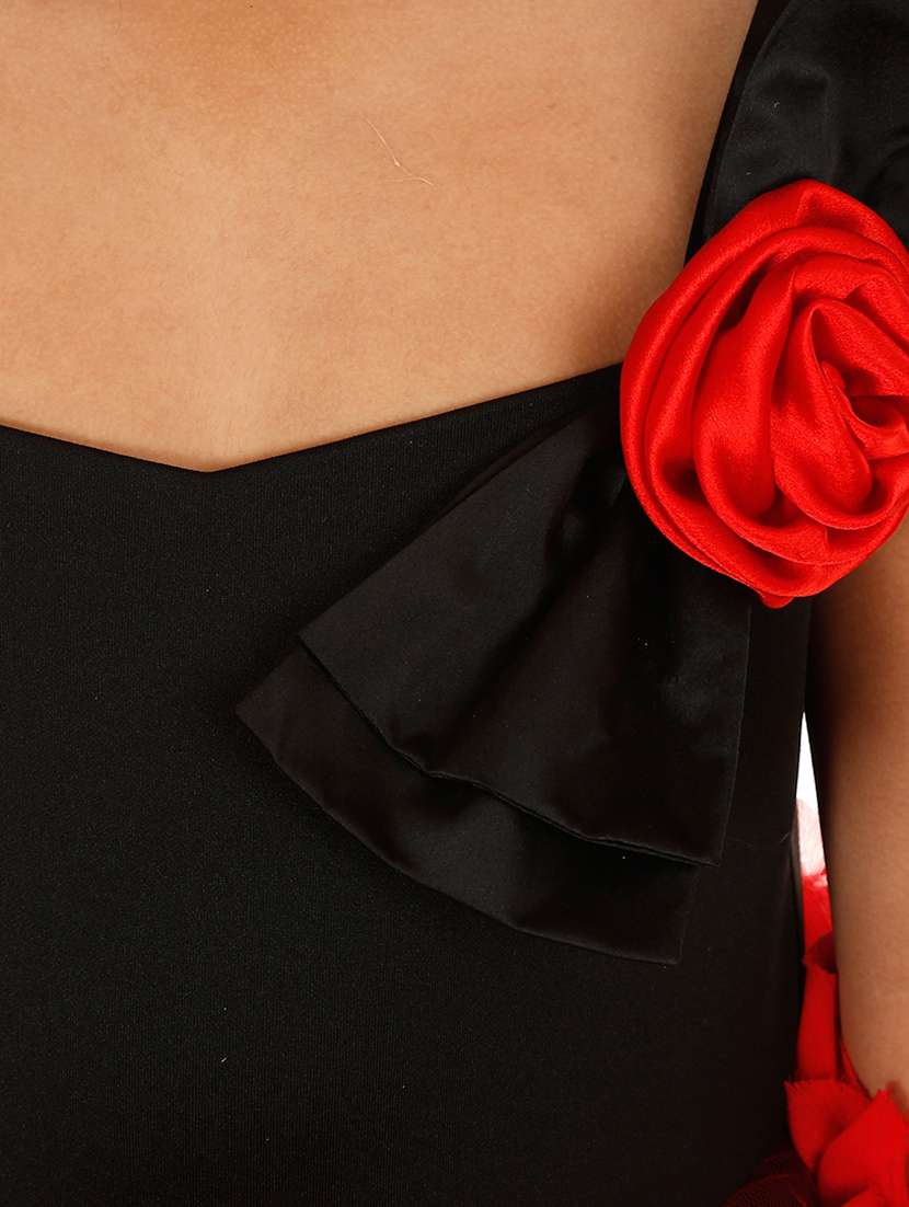 girls black solid layered party gown - 18445048 -  Standard Image - 3
