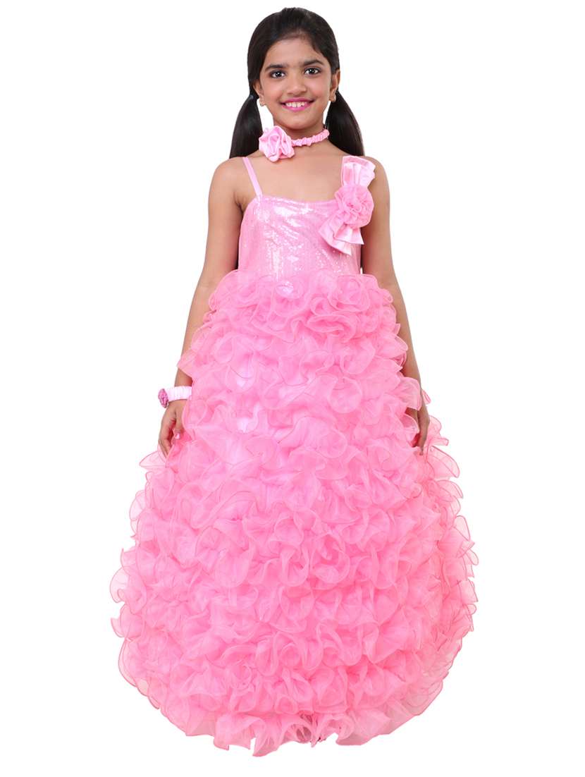 girls pink sequined layered gown - 18445058 -  Zoom Image - 0