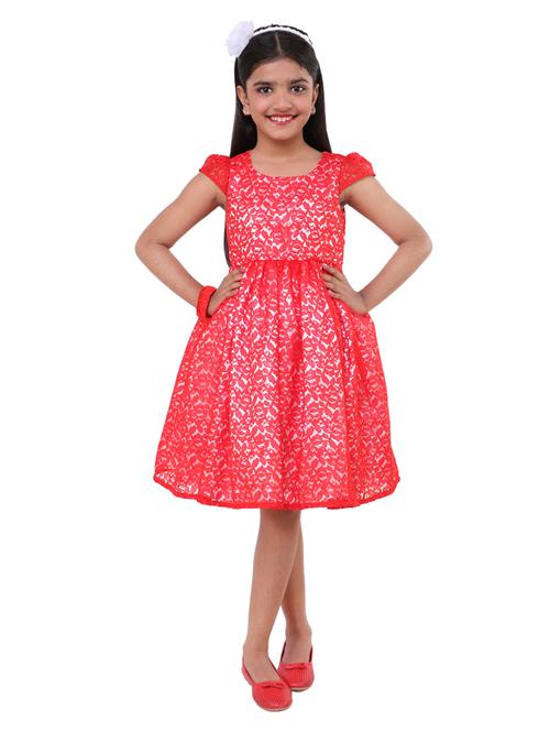 girls round neck three quarter sleeves frock - 18445062 - Standard Image - 0