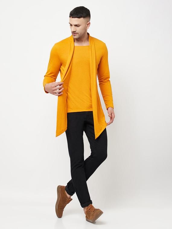 yellow solid cardigan - 18445306 - Standard Image - 3
