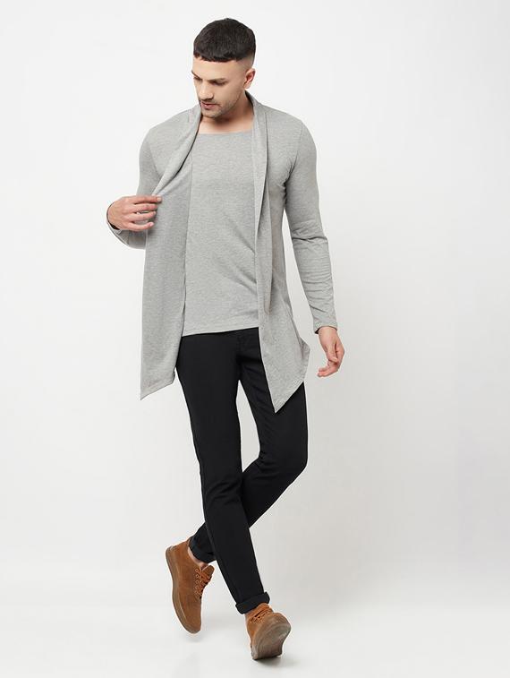 grey solid cardigan - 18445308 - Standard Image - 3