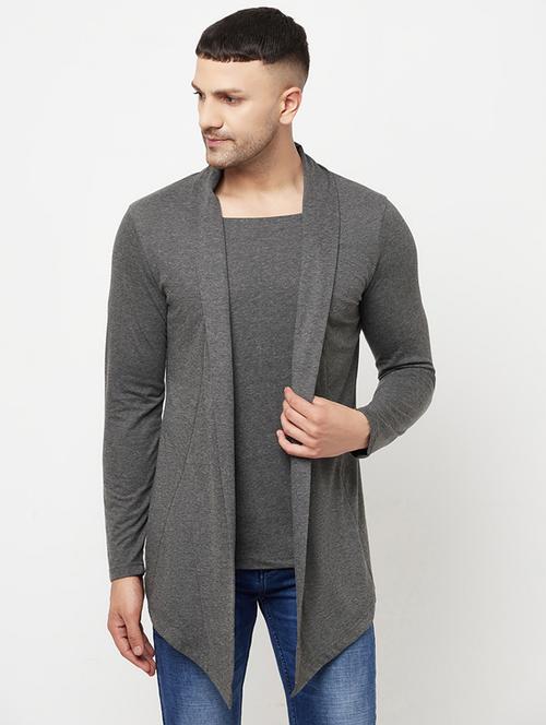 grey solid cardigan - 18445309 -  Standard Image - 0