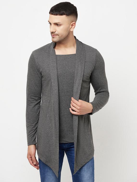 grey solid cardigan - 18445309 -  Zoom Image - 0