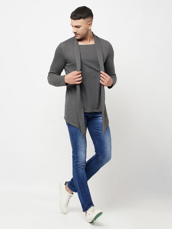 grey solid cardigan - 18445309 - Standard Image - 3