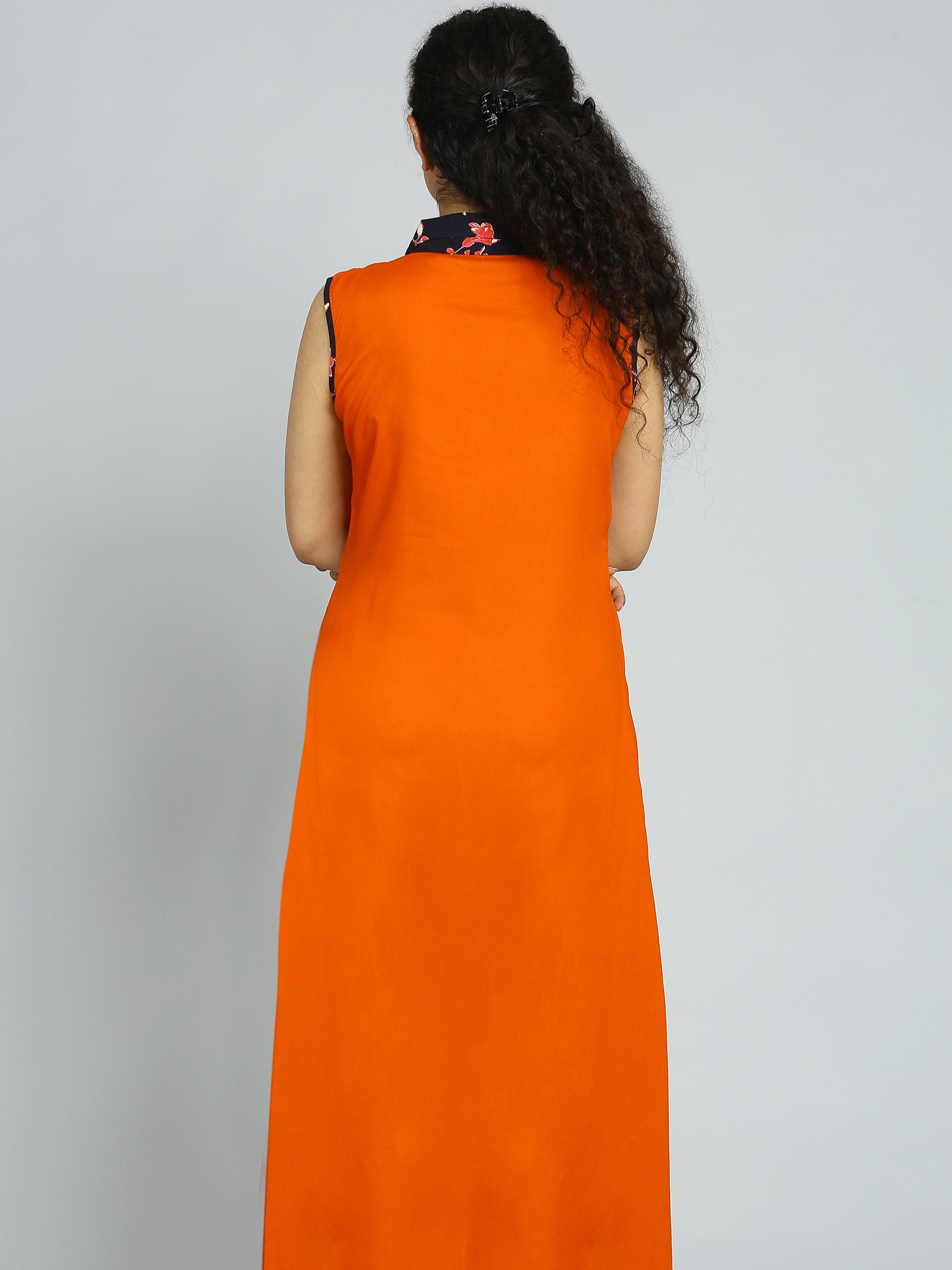 orange solid kurta palazzo set - 18445311 - Standard Image - 3