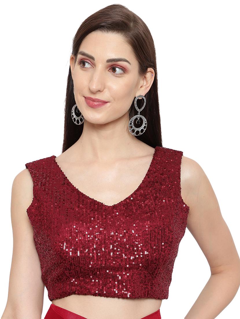 solid sequin draped saree with blouse - 18445552 - Standard Image - 3