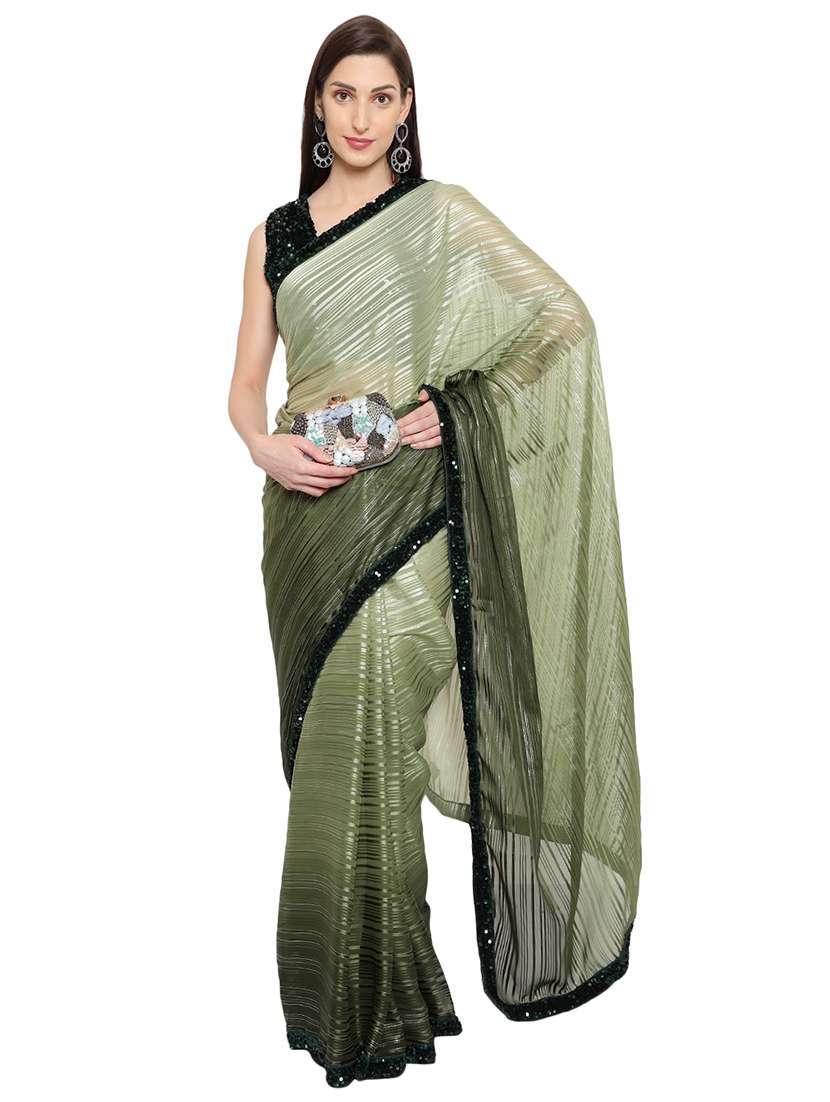 lace detailed ombre brasso saree - 18445554 - Zoom Image - 0
