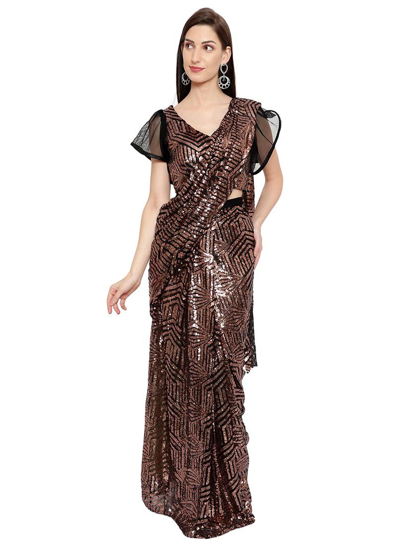 all over sequin detailed saree with blouse - 18445562 -  Zoom Image - 0