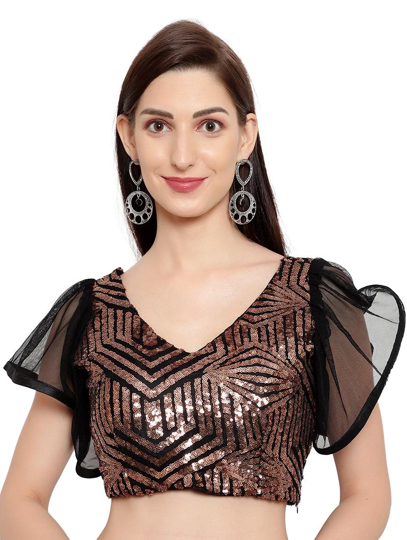 all over sequin detailed saree with blouse - 18445562 - Standard Image - 3
