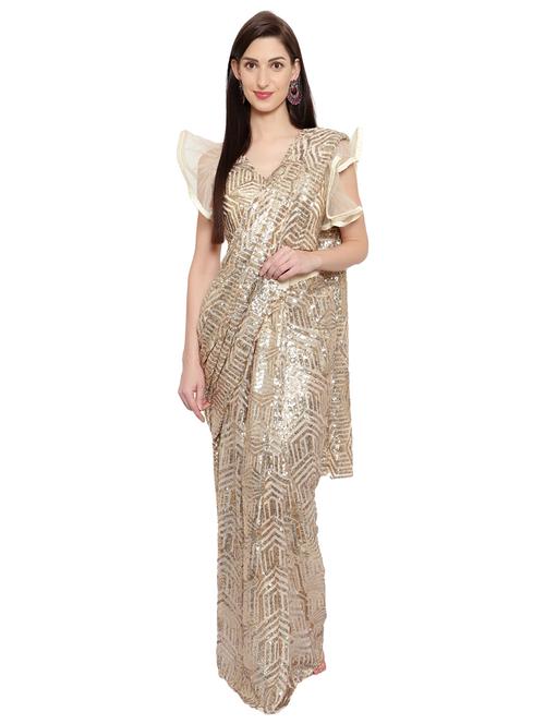 all over sequin draped saree - 18445564 -  Standard Image - 0