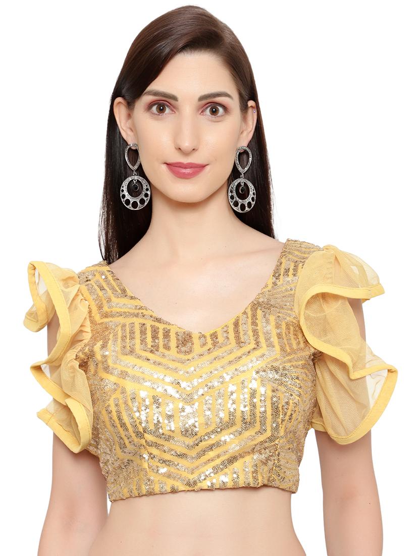 all over sequin draped saree with blouse - 18445565 - Standard Image - 3