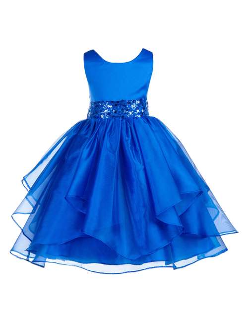 girls blue solid layered party gown - 18445725 -  Standard Image - 0