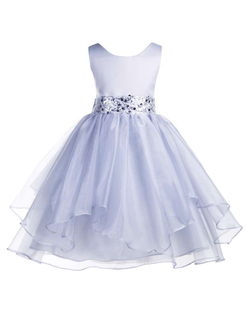 girls grey solid layered party gown